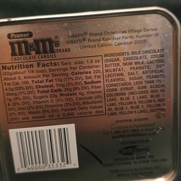 M&Ms Christmas Village‎ Series reindeer farm #16 Limited Edition canister 2003 - Picture 7 of 9